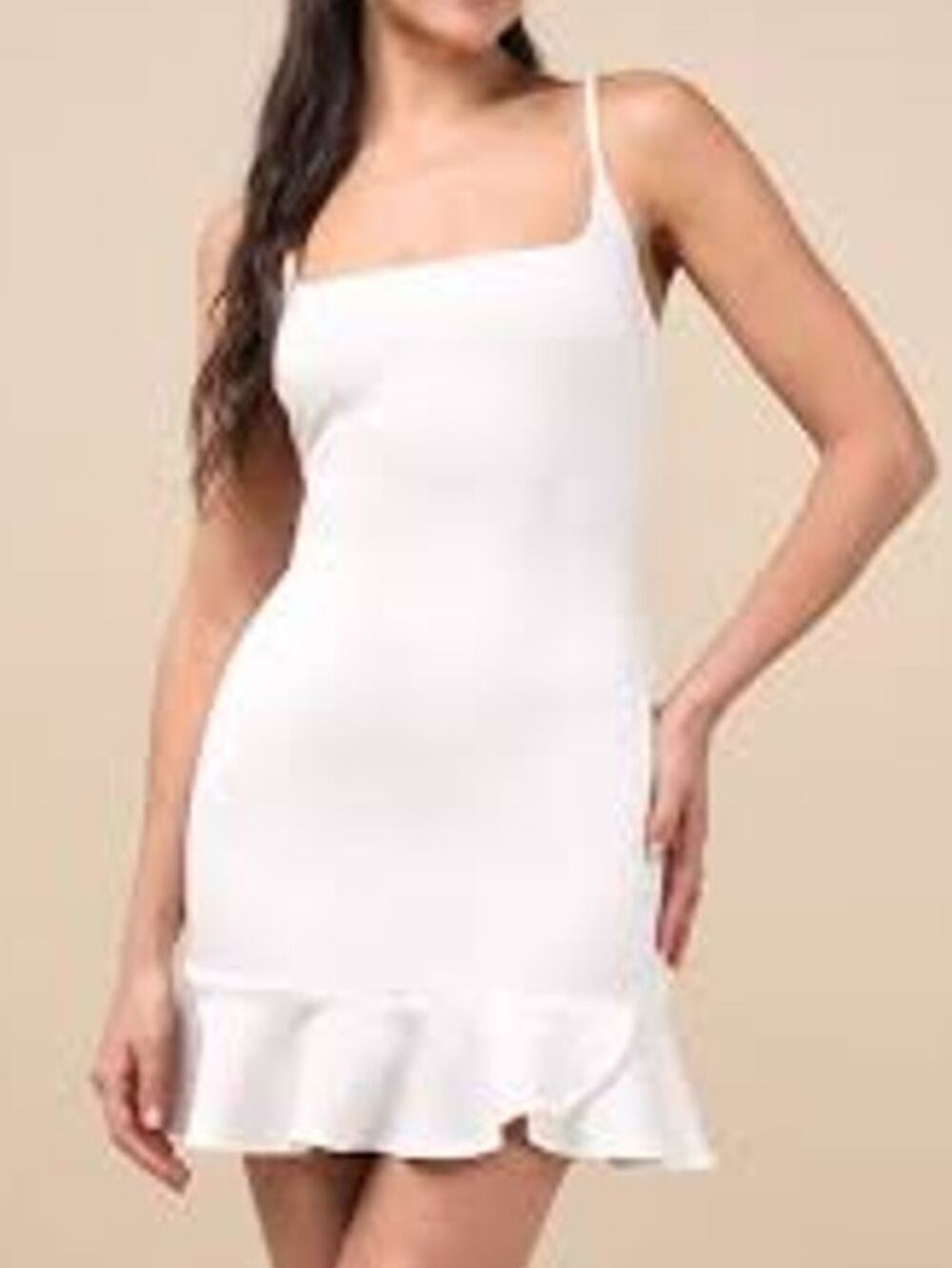 Hello Molly Ruffle Hem Sleeveless Mini Dress White Medium